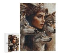 Wolf Spirit Warrior Woman -2 Puzzle 1000 Pièces Educa Jouet en Bois Cadeau Unique Décoration Intérieure Jeu Éducatif Challenge Toy Adultes Et Enfants À Partir De 14 Ans 500 PCS
