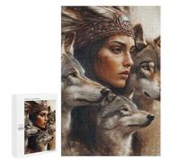 Wolf Spirit Warrior Woman -2 Puzzle 1000 Pièces Educa Jouet en Bois Cadeau Unique Décoration Intérieure Jeu Éducatif Challenge Toy Adultes Et Enfants À Partir De 14 Ans 1000 PCS