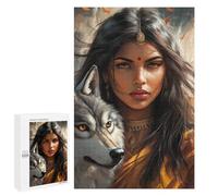 Wolf Spirit Warrior Woman Puzzle 1000 Pièces Educa Jouet en Bois Cadeau Unique Décoration Intérieure Jeu Éducatif Challenge Toy Adultes Et Enfants À Partir De 14 Ans 1000 PCS