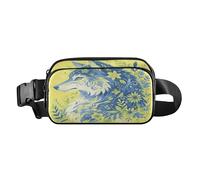 Wolf Spring Green Sac banane tendance pour homme et femme résistant à l'eau avec sangle réglable pour voyage, shopping, course à pied, Poisson de combat esthétique, 1 size