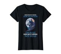 Wolf Strength Citation Moonlit Beast Inside Me Graphic T-Shirt Graphique avec Valeur, Femme, Noir, M