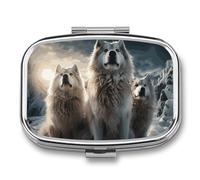 Wolf Tribe Pilulier de voyage - Pilulier quotidien pour contenir des vitamines, pilulier portable pour huile de foie de morue avec 2 compartiments pour sac à main de poche