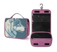 Wolf Trousse de toilette de voyage rétro pour femme, organiseur de maquillage à suspendre avec crochet pour shampooing