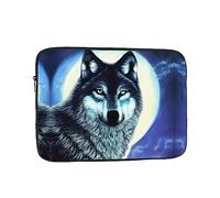 Wolf Under Moon Housse antichoc pour ordinateur portable, fabriquée en tissu Oxford haute densité, ouverture zippée pratique