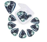 Wolf Under Moon Lot de 12 médiators avec boîte de rangement, 0,46, 0,71 et 0,96 mm, comprend des médiators fins et moyennes épaisseurs, abstraits pour guitare électrique, ukulélé, basse