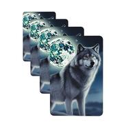 Wolf Under Moon Lot de 4 désodorisants de voiture amusants à suspendre pour voiture - Mignon et durable - Décoration à suspendre - Cadeau pour homme et femme - Rectangulaire