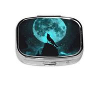 Wolf Under Moon Mini pilulier de voyage en métal avec 2 compartiments