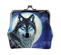 Wolf Under Moon Petit porte-monnaie rectangulaire pour femme avec serrure à baiser, format de poche, mini porte-monnaie pour femme