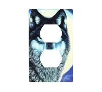 Wolf Under Moon Plaque d'interrupteur incassable en polycarbonate sans vis pour bureau à domicile