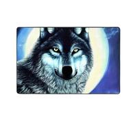 Wolf Under Moon Tapis en flanelle douce 152,4 x 99,1 cm, mousse à mémoire de forme, idéal pour le salon et le bureau.