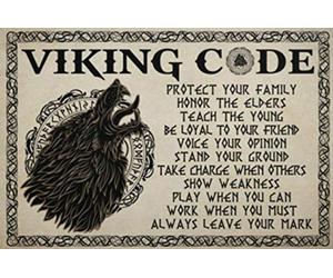 Wolf Viking Code Protect Your Family Honor The Elders Teach The Young Ideas - Décoration murale en métal - 20,3 x 30,5 cm