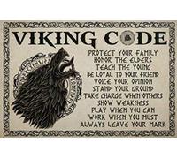 Wolf Viking Code Protect Your Family Honor The Elders Teach The Young Ideas Gifts Décoration murale Décoration murale en métal 20,3 x 15,2 cm