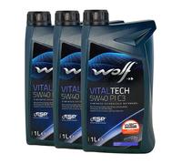 Wolf Huile moteur Vitaltech 5W-40 Pi C3 – MB 229.51, VW 505 00/01 – 3x1 Litre
