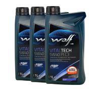 Wolf Huile moteur Vitaltech 5W-40 Pi C3 – MB 229.51, VW 505 00/01 – 3x1 Litre
