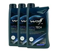 WOLF VitalTech Huile Moteur 5W-40 P. A40 PSA B71 2296 VW 502 00, 3 x 1 L