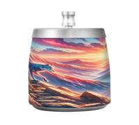 Wolf WalkinD Mountin Cendrier avec couvercle coupe-vent en acier inoxydable inodore et sans fumée pour la maison, le bureau, la table, la terrasse, l'extérieur, le balcon