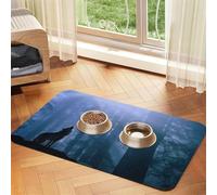 Wolf Wild Landscape Tapis d'alimentation pour animaux domestiques avec dessus en polyuréthane absorbant l'eau et base en caoutchouc - Tapis de nourriture antidérapant pour chiens, chats et animaux de