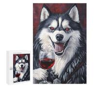 Wolf with Red Wine Glass : Cadeau pour Les Fêtes De Fin D’année, 1000 PCS Puzzle Décoratif, pour Se Détendre À La Maison sans Écran