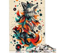 Wolf with Vinyl Records Mystical Wolf Wall Art for Wildlife and Fantasy Fans Puzzle 1000 Pieces Cadeau Unique Jeu Éducatif Challenge Toy À De Qualité Supérieure Peinture Art pour Adult