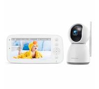 WOLFANG 1080P Babyphone Camera, Écran 5 pouces 720P, Camera Bebe Surveillance avec Rotation et Zoom à 360°, Pas de WiFi, Vision Nocturne, Conversation Bidirectionnelle, Température, Détection des Cris