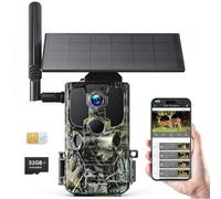 WOLFANG 4G Caméra de Chasse Solaire Extérieure avec Carte SIM, 2.5K Caméra Surveillance sur Batterie avec Détecter l'alarme, Vision Nocturne, IP66 Etanche, Audio Bidirectionnel