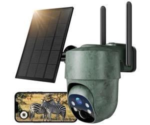 WOLFANG 4G LTE Caméra Surveillance Solaire Extérieure sans Fil, 2.5K Caméra de Chasse avec SIM Préinstallé, Caméra Surveillance Extérieur avec Détection de Mouvement, Vision Nocturne Couleur, 360° PTZ