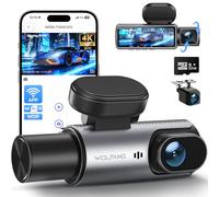 WOLFANG 4K Dashcam Voiture Avant Arrière, 3 Canaux Caméra de Bord avec 24H Mode Parking, WiFi & Application, G-Capteur, WDR, Vision Nocturne, Enregistrement en Boucle
