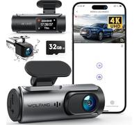 WOLFANG 4K Dashcam Voiture Avant Arrière, Wi-FI Caméra Voiture avec Carte SD 32G, Grand Angle 170°, G-Capteur, Mode Stationnement 24H, Vision Nocturne, Enregistrement en Boucle