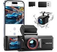 WOLFANG 4K Dashcam Voiture Avant Arrière, Wi-FI Caméra Voiture avec Carte SD 32G, IPS de 3", Grand Angle 170°, G-Capteur, WDR, Mode Stationnement 24H, Vision Nocturne, Enregistrement en Boucle