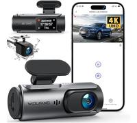 WOLFANG 4K Dashcam Voiture Avant Arrière, Wi-FI Caméra Voiture, Grand Angle 170° G-Capteur, Caméra Embarquée Voiture avec Mode Stationnement 24H, Vision Nocturne, Enregistrement en Boucle