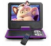 WOLFANG 9,5" Lecteur DVD Portable pour Enfants avec Écran Pivotant HD, 6 Heures d'Autonomie, Prise en Charge de la Télévision de Synchronisation, USB/SD [Pas de compatibilité Blu-Ray]
