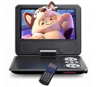 WOLFANG WDV01 Lecteur DVD Portable 9,5" pour Enfants avec écran pivotant HD 7,5", Haut-parleurs stéréo, 6 Heures d'autonomie, Prise en Charge de la télévision de synchronisation, USB/Carte SD