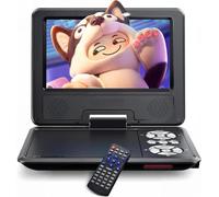 WOLFANG 9,5" Lecteur DVD Portable pour Enfants avec Écran Pivotant HD, 6 Heures d'Autonomie, Prise en Charge de la Télévision de Synchronisation, USB/SD [Pas de compatibilité Blu-Ray]