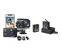 WOLFANG Action Cam GA300 4K60FPS avec 32GB & Set Chargeur de Batterie