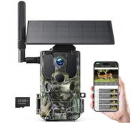 WOLFANG Caméra de chasse cellulaire 4G LTE à énergie solaire, batterie de 7800 mAh, caméra de chasse cellulaire 2,5 K avec contrôle par application, SIM intégrée, vision nocturne, déclencheur de 0,2 s