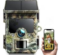 WOLFANG Caméra de Chasse Solaire 4K 30fps 46MP WiFi Bluetooth Camera Chasse avec Carte Micro SD U3 32GB Vision Nocturne IP66 Étanche pour la Surveillance de la Faune et la Sécurité à Intérieure