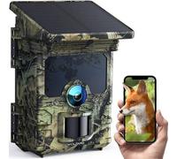 WOLFANG Camera de Chasse, Wi-FI Bluetooth Solaire Caméra de Chasse 4K 68MP 30fps, 5200mAh Batterie Rechargeable, Vision Nocturne,¿.