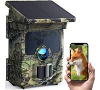 WOLFANG Camera de Chasse, Wi-FI Bluetooth Solaire Caméra de Chasse 4K 68MP 30fps, 5200mAh Batterie Rechargeable, Vision Nocturne, 0,1 Activée par Mouvement IP66 Étanche