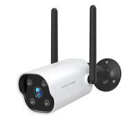 WOLFANG Caméra de sécurité extérieure 2K avec Vision Nocturne, détection de Mouvement IA, étanchéité IP65, Alarme sirène, Audio bidirectionnel, Fonctionne avec Alexa et Google Home, Wi-FI 2,4 GHz