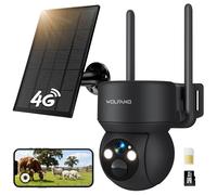 WOLFANG Caméra de surveillance cellulaire 4G LTE alimentée par l'énergie solaire avec vue vidéo en direct 2,5 K, inclinaison à 355° et réglage à distance à 90°, caméra de sécurité avec vision nocturne