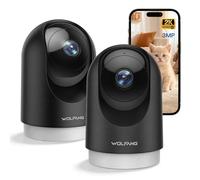 WOLFANG Caméra de Surveillance intérieure 2K WiFi 3 MP pour Animal de Compagnie avec détection sonore de Mouvement, Rotation à 360°, Vision Nocturne, Audio bidirectionnel, Cloud/SD, Fonctionne avec