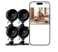 WOLFANG Caméra Intérieure sans Fil 1080P, Caméra WiFi avec Vision Nocturne, Détection de Mouvement, Audio Bidirectionnel, Compatible Alexa & Google Home, WiFi 2,4 GHz Uniquement, Lot de 4