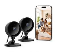 WOLFANG Caméra Intérieure sans Fil 1080P, Caméra WiFi avec Vision Nocturne, Détection de Mouvement, Audio Bidirectionnel, Compatible Alexa & Google Home, WiFi 2,4 GHz Uniquement, Lot de 2