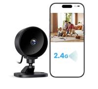 WOLFANG Caméra Intérieure sans Fil 1080P, Caméra WiFi avec Vision Nocturne, Détection de Mouvement, Audio Bidirectionnel, Compatible Alexa & Google Home, WiFi 2,4 GHz Uniquement