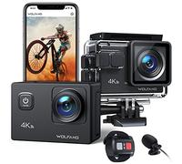 WOLFANG Caméra Sport GA100 4K 30 FPS avec MicroSD 32 GB, Caméscope WiFi de 20 MP, Caméra sous-Marine 40M avec Microphone, Télécommande, EIS Anti-Vibration, Batterie 2 x 1050 mAh