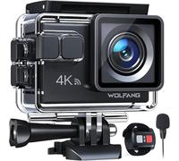 WOLFANG Caméra Sport GA100 4K 30FPS, Caméscope WiFi de 20 MP, Caméra Étanche sous-Marine 40 m avec Double Microphone, télécommande, EIS Anti-Vibration, Batterie 2 x 1050 mAh, Divers Accessoires