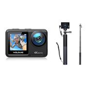 WOLFANG Caméra Sport GA420 4K60FPS & Ensemble de Selfie Stick Rechargeable