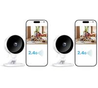 WOLFANG Camera Surveillance WiFi Interieur 1080P avec IR-Vision Nocturne, Détection de Mouvement et Son, Audio Bidirectionnel, Alerte en Temps réel, Compatible avec Alexa,SD et Cloud (Lot de 2)