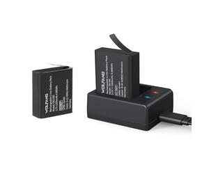 WOLFANG Chargeur Double avec 2 Batteries 1350mAh, Station de Chargement USB-C pour Caméras Action GA100, GA120, GA200, GA300 , SF230, EK7000