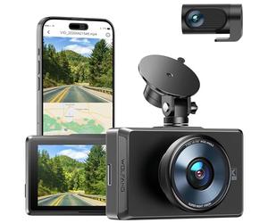 WOLFANG Dashcam Avant Arrière, Caméra embarquée Avant arrière 4K avec GPS WiFi, écran IPS de 3", G-Capteur, Vision Nocturne, Enregistrement en Boucle 170 ° Grand Angle WDR, Mode Parkin
